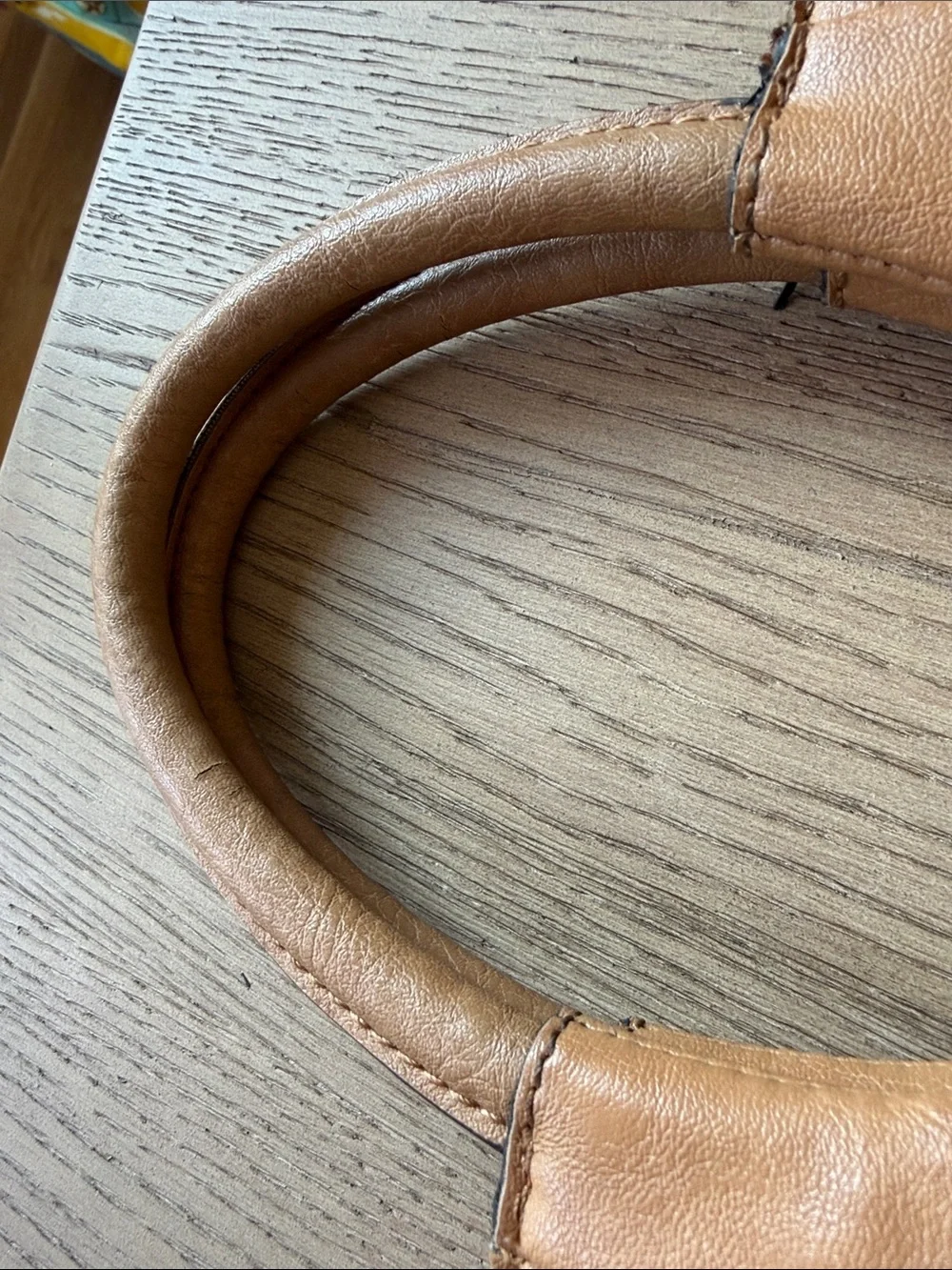 VTG Nicole by Nicole Miller Tan Woven Tote with Round Handles